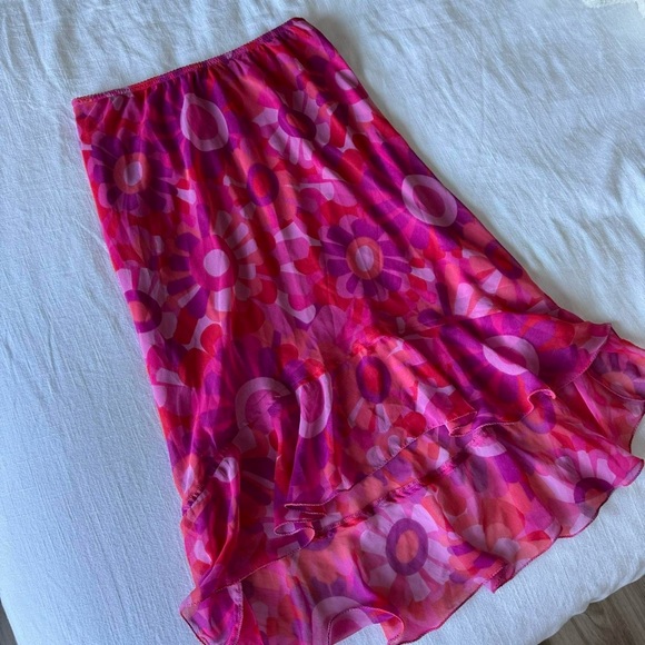 Vintage pink floral midi skirt - Picture 4 of 7